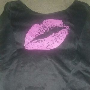 Xl purple lips off shoulder sweatshirt